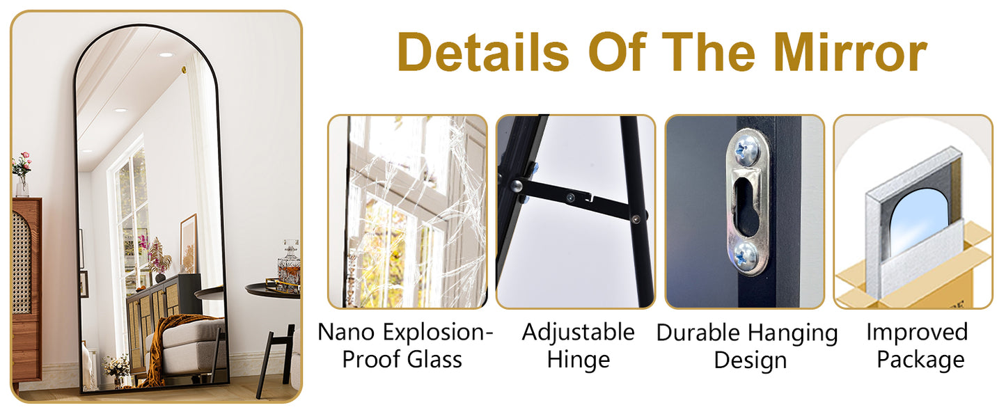 HARRITPURE Aluminum Frame Floor Mirror For Living Room