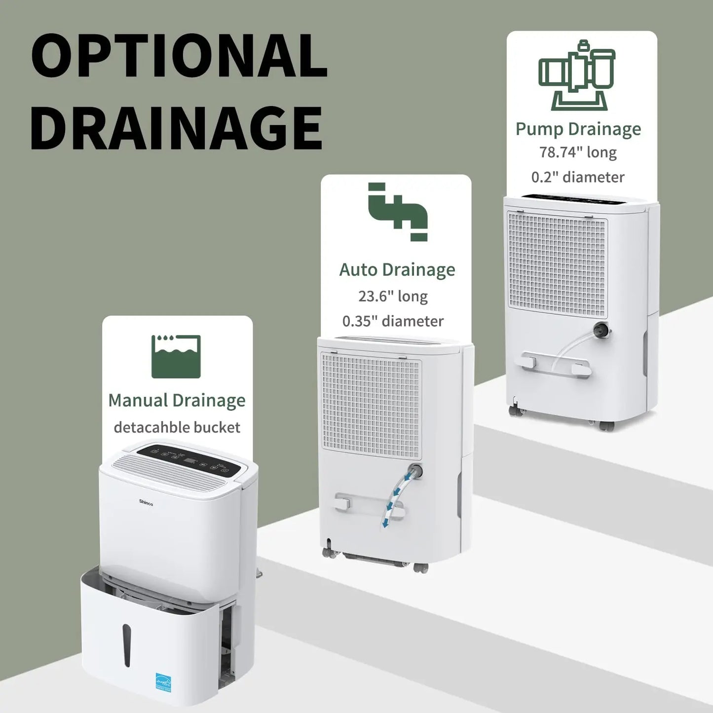 Shinco Energy Star Dehumidifier With WiFi For Large Spaces Up To 7000 Sq Ft Built In Pump