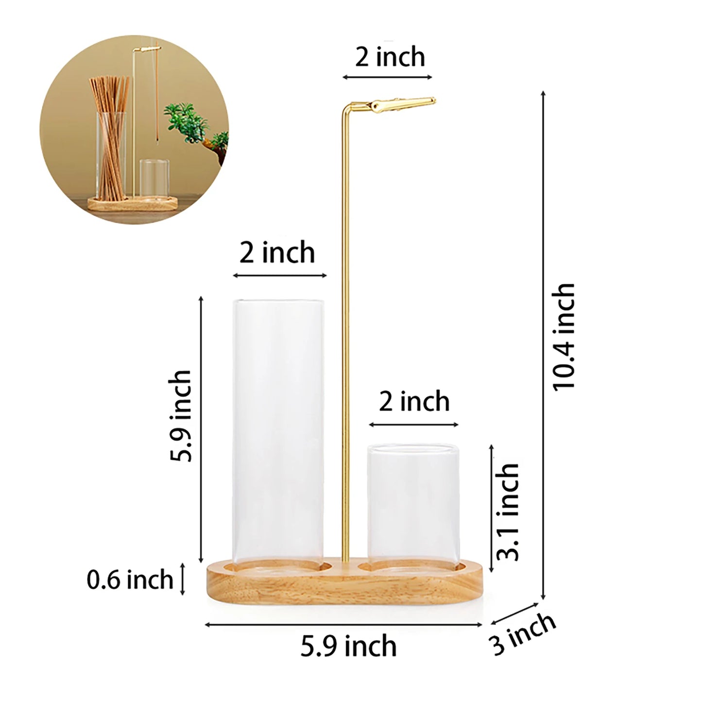 2 in 1 Incense Holder Anti-Ash Flying Incense Burne with Glass Ash Catcher and Incense Sticks Organizer for Meditation Yoga Spa