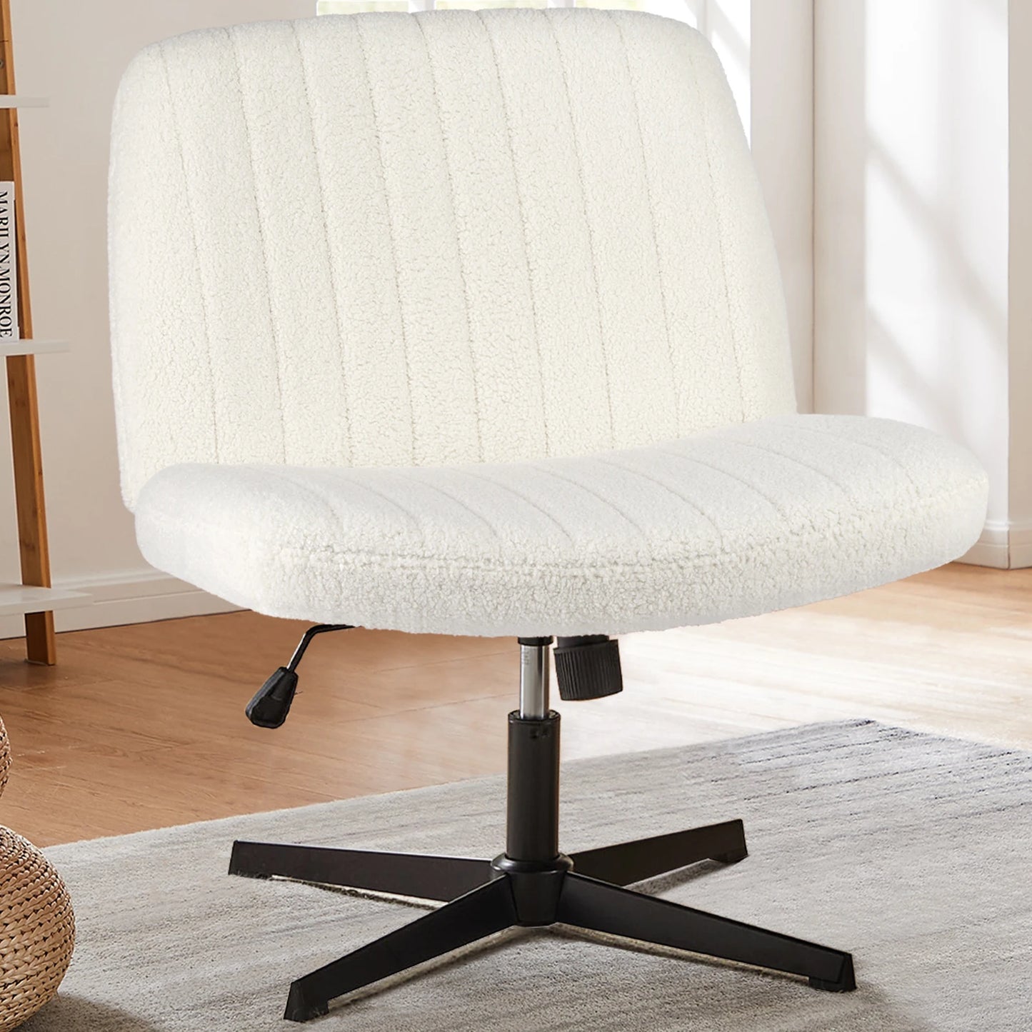 JHK Cross Legged Office Chair With Rocking Swivel Fabric