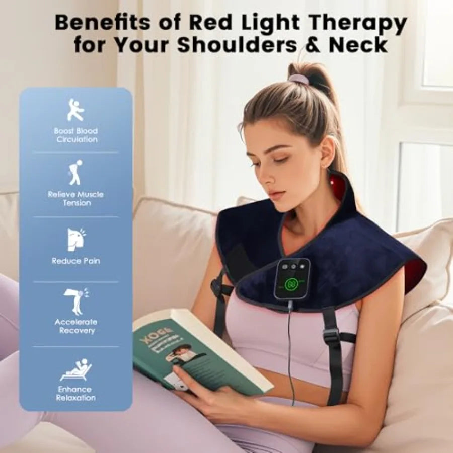 Cordless Red Light Therapy Neck Shoulder Pain Relief Wrap Infrared