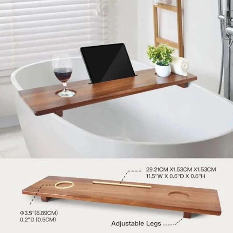 MDNG Acacia Wood Bathtub Tray Caddy With Adjustable Legs