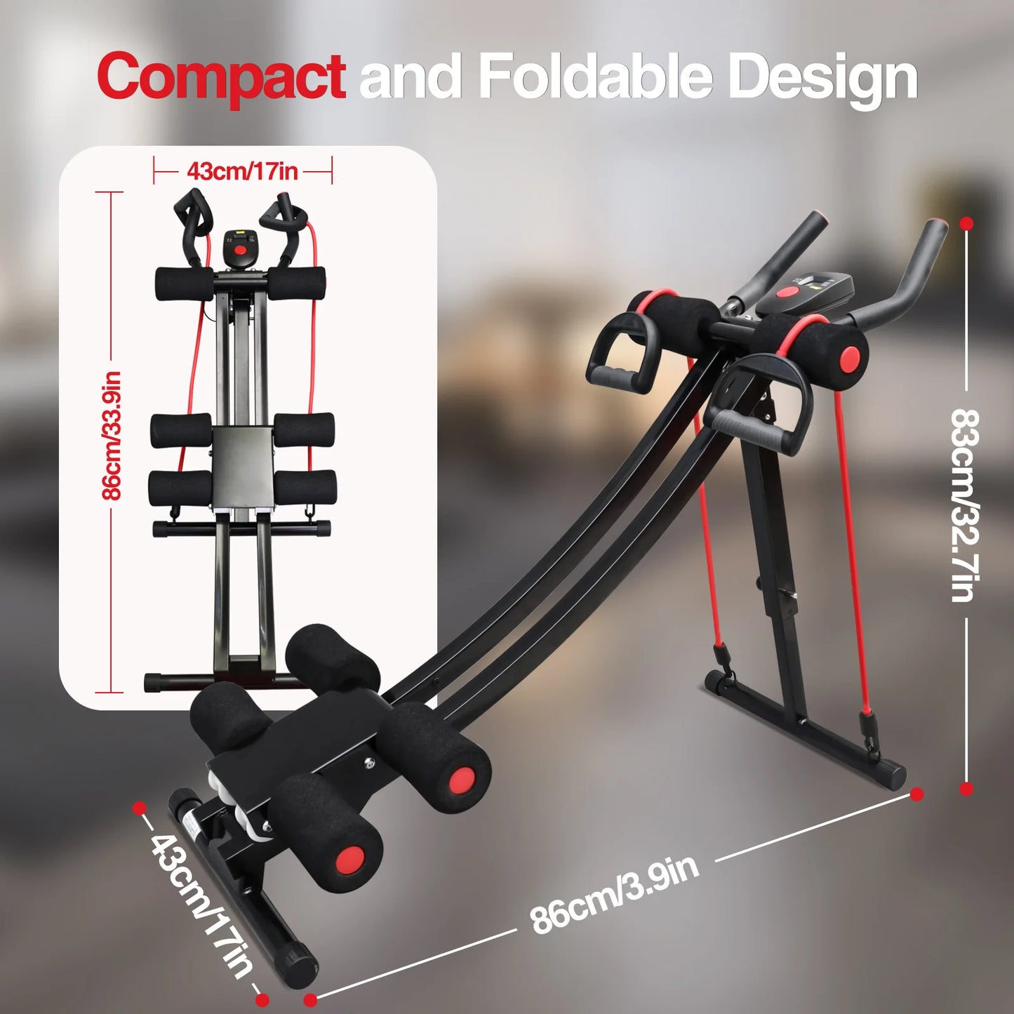 Foldable Ab Machine With Resistance Bands For Home Core Workout