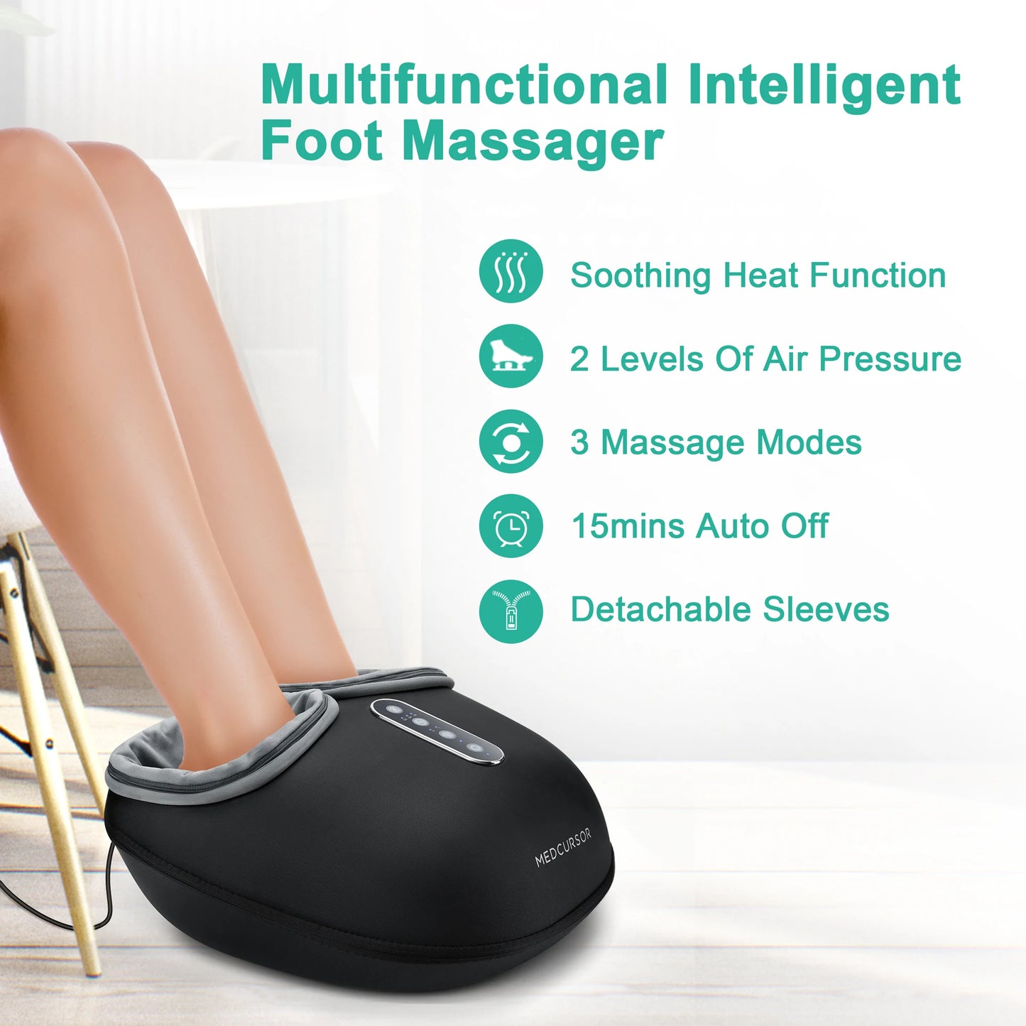 Medcursor MDFM400 Shiatsu Foot Massager With Heat Roller For Muscle Relaxation Pain Relief