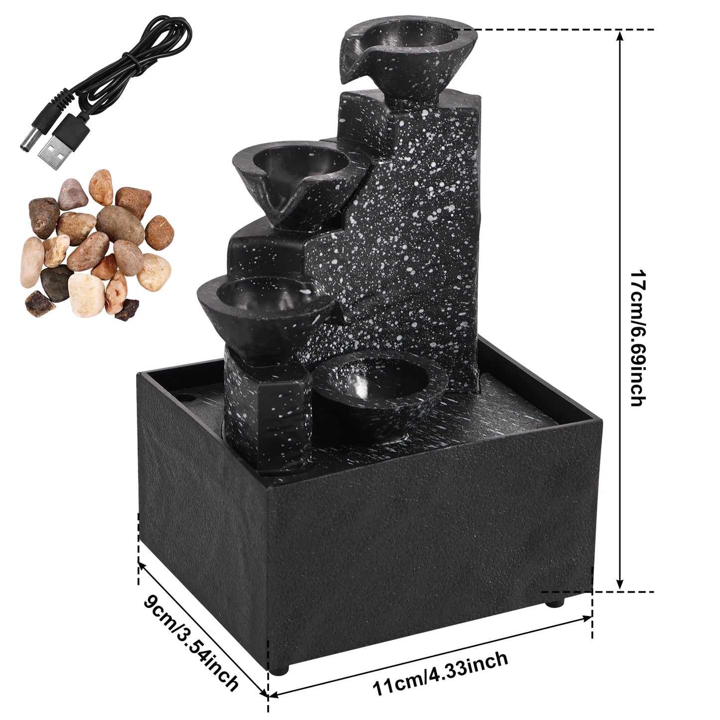 Hign-concerned Art Waterfall Desktop Fountain Three-Layer Ornament