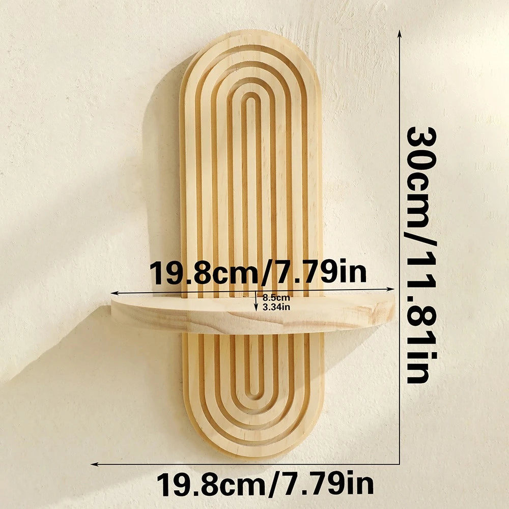 Bohemian Oval Solid Wood Wall Shelves Storage Organizer