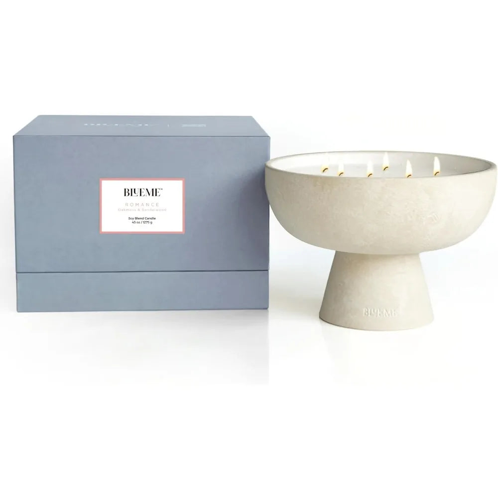 Luxury Hand-Poured Soy Candle with Essential Oils, 5 Wick, Osmanthus & Sandalwood Scent, Ceramic Container, Aromatherapy Relaxat