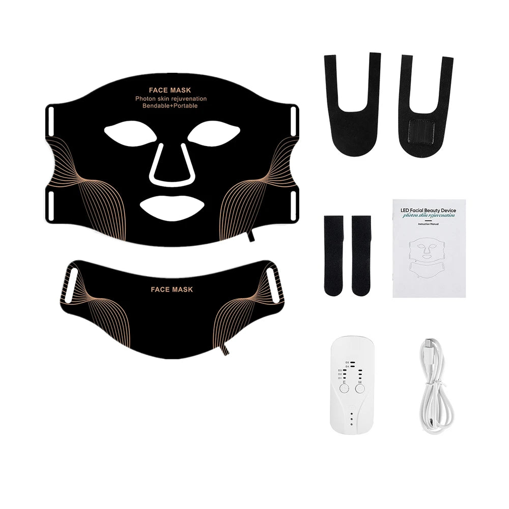 Foreverlily Silicone LED Mask With Neck 7 Color Red Light Infrared Therapy