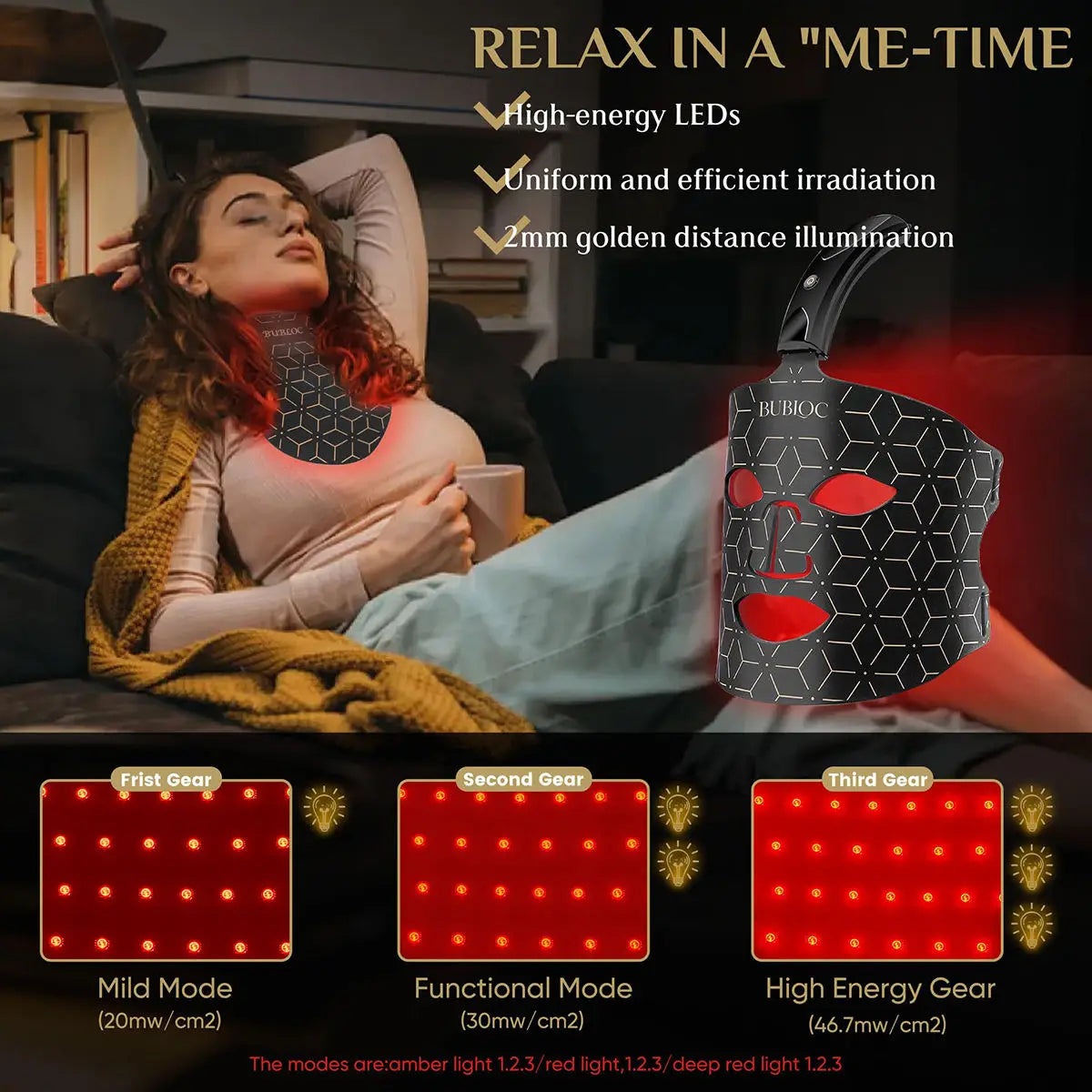 UBilli Portable Silicone LED Face Mask with Red Light Therapy