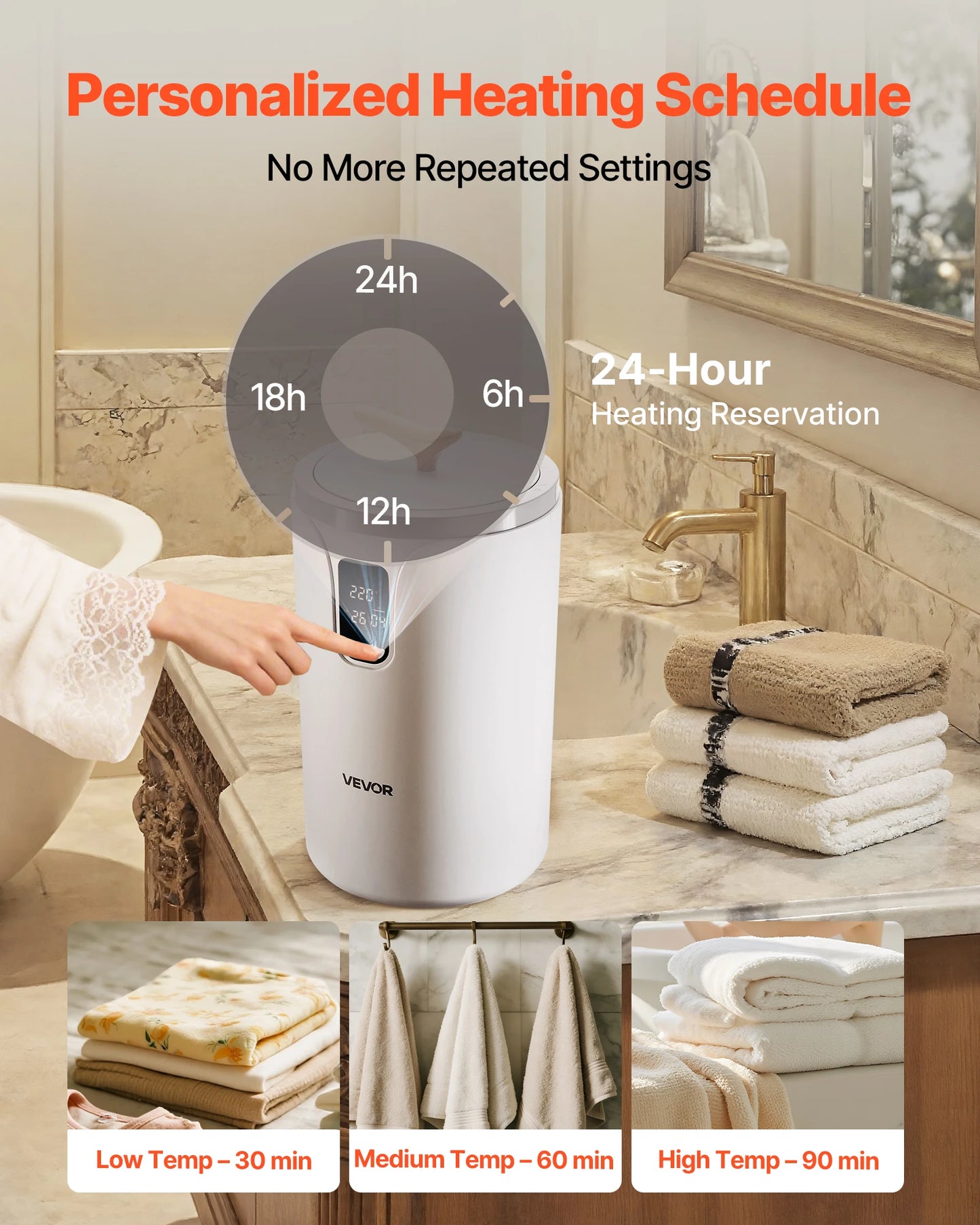 SucceBuy Towel Warmer Bucket With LED Timer Temperature Setting