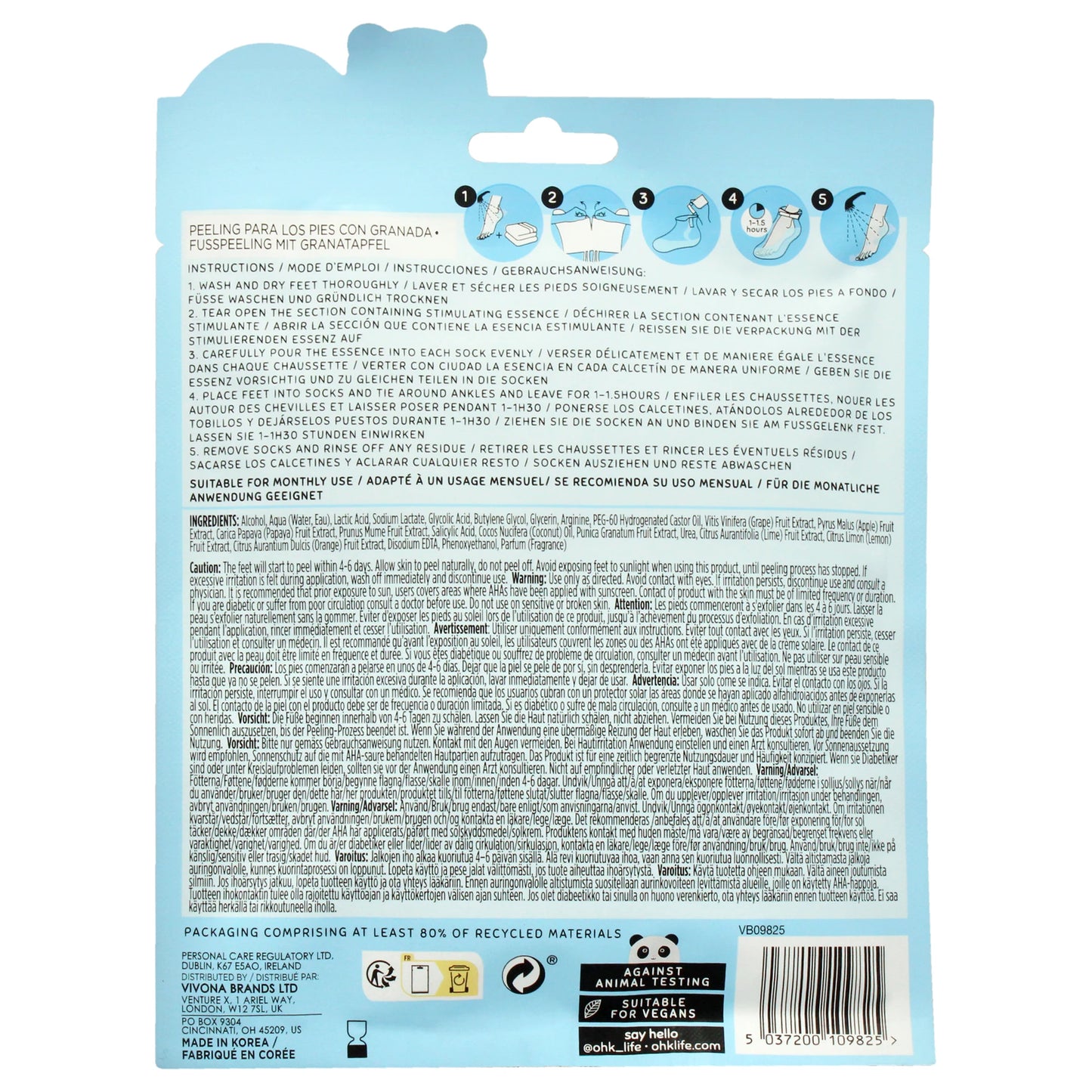 Oh K Foot Peel Mask Pomegranate for Unisex