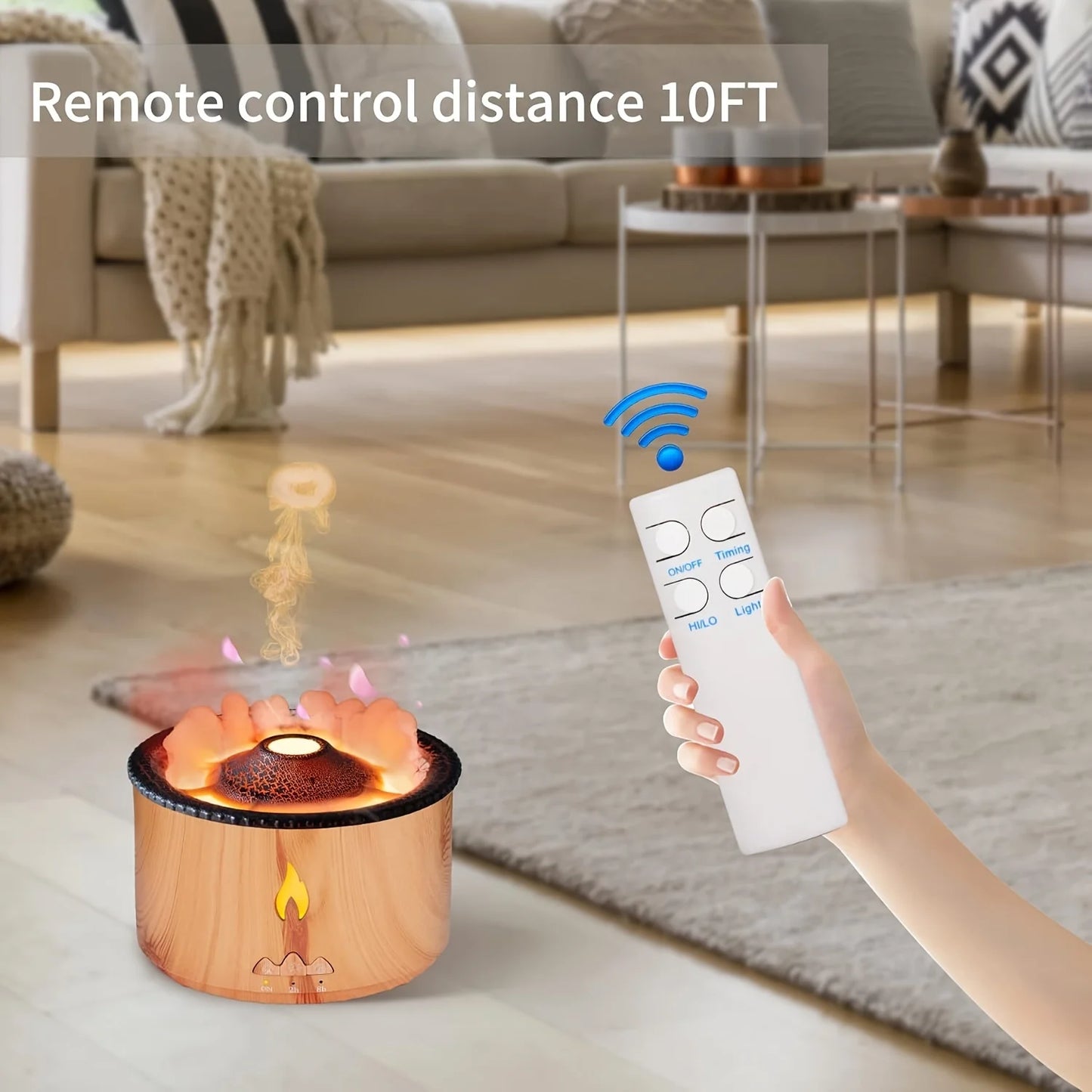 Volcano Flame Diffusers Cool Mist Humidifier for Home Ultrasonic Aromatherapy Diffuser with Essential Oil Tray Quiet Electronics