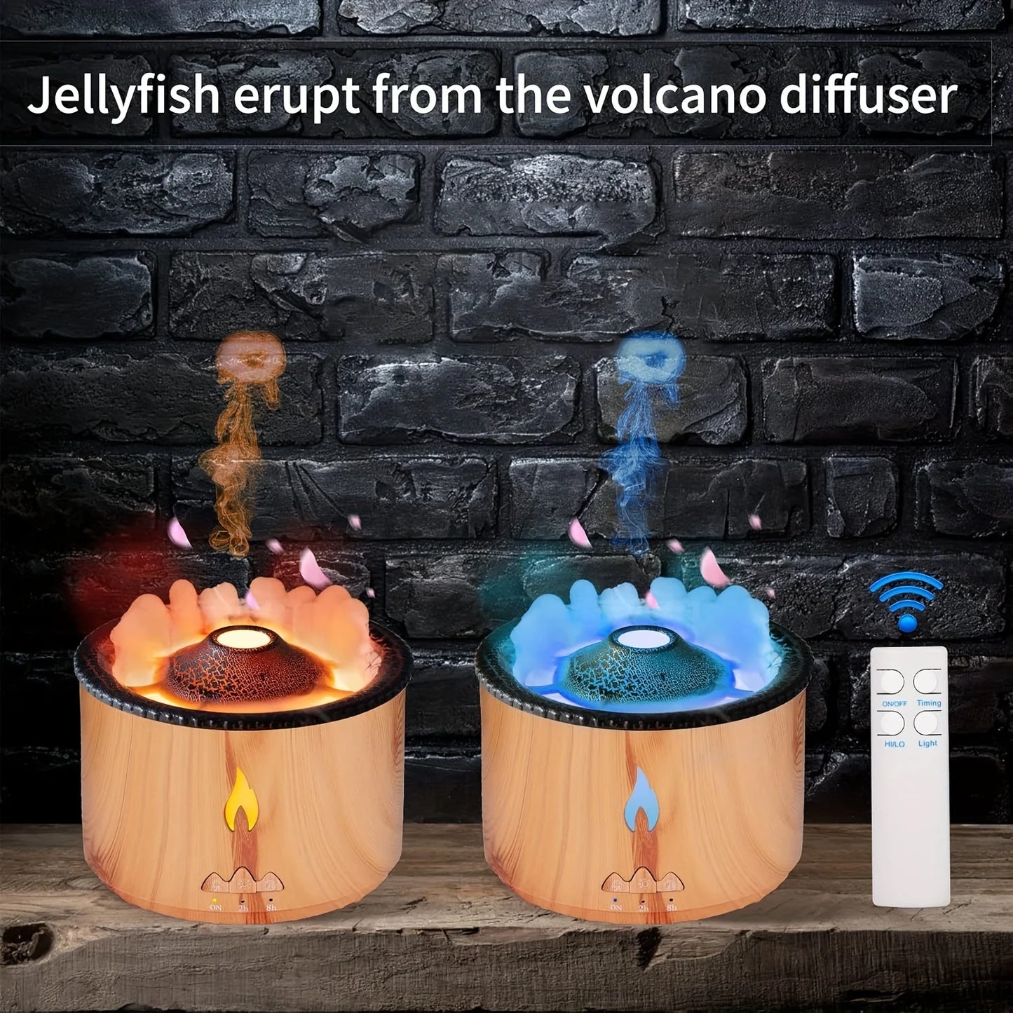 Volcano Flame Diffusers Cool Mist Humidifier for Home Ultrasonic Aromatherapy Diffuser with Essential Oil Tray Quiet Electronics