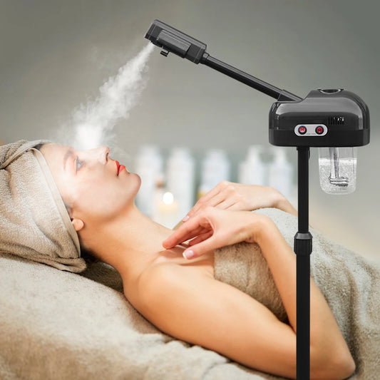800W 110V Facial Steamer Floor Standing 750ml Tank 42°C Warm Steam with 360° Wheels for Salon SPA Skin Care US Plug