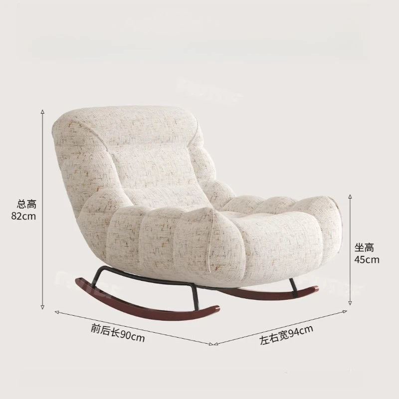 MDNG Chenille Rocking Chair High Density Foam Recliner Wood Base