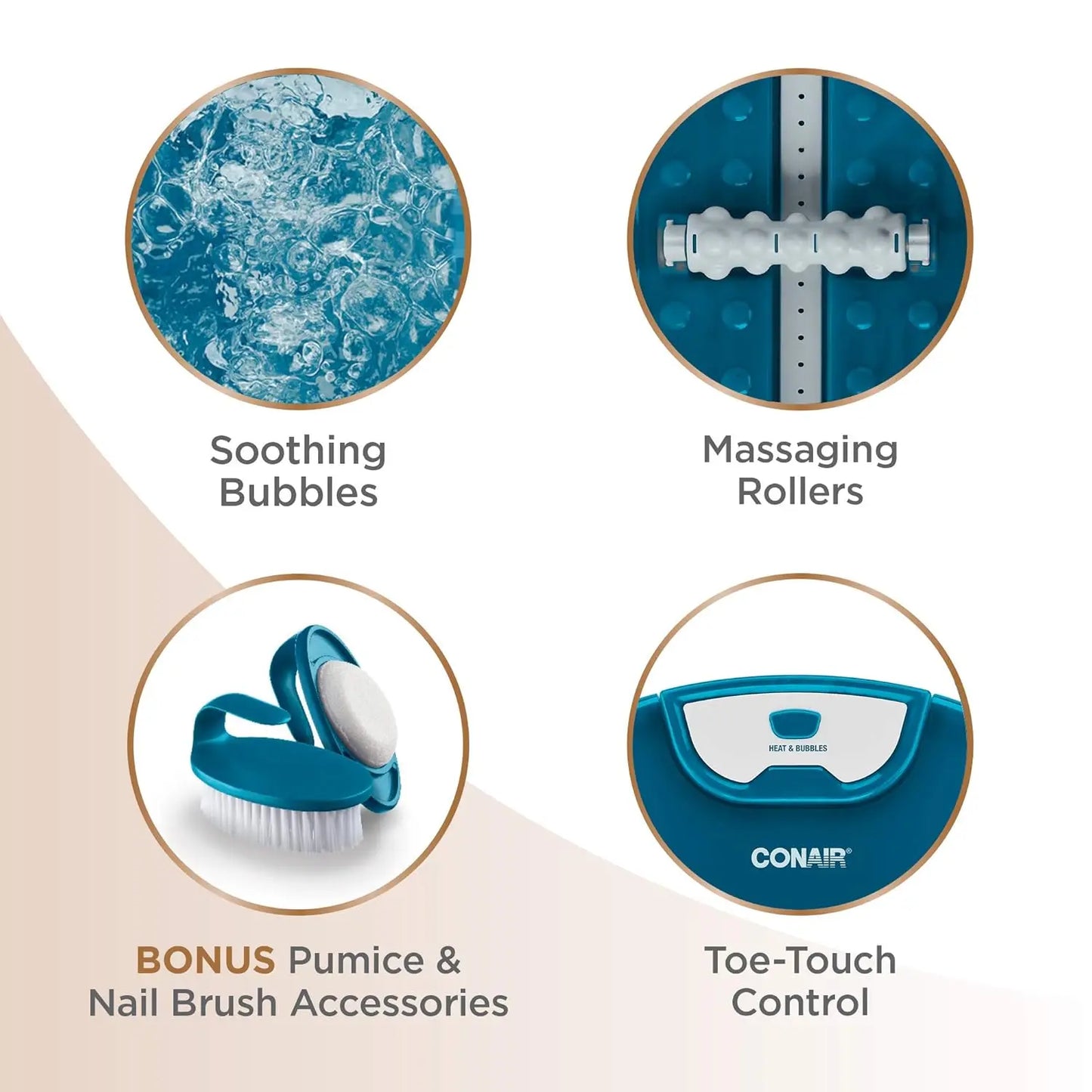 Heated Foot Spa With Massage Rollers Bubbles Pumice Stone Brush