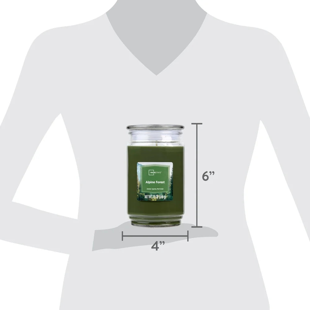 Alpine Forest Scented Candle 20oz Single Wick Glass Jar Relaxing Aromatherapy Candle Long Lasting Clean Burning Wax Indoor Decor