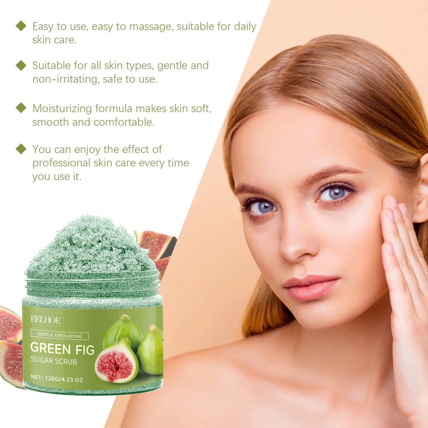 Eelhoe Fig Sugar Body Scrub Hydrating Exfoliating Cleanser