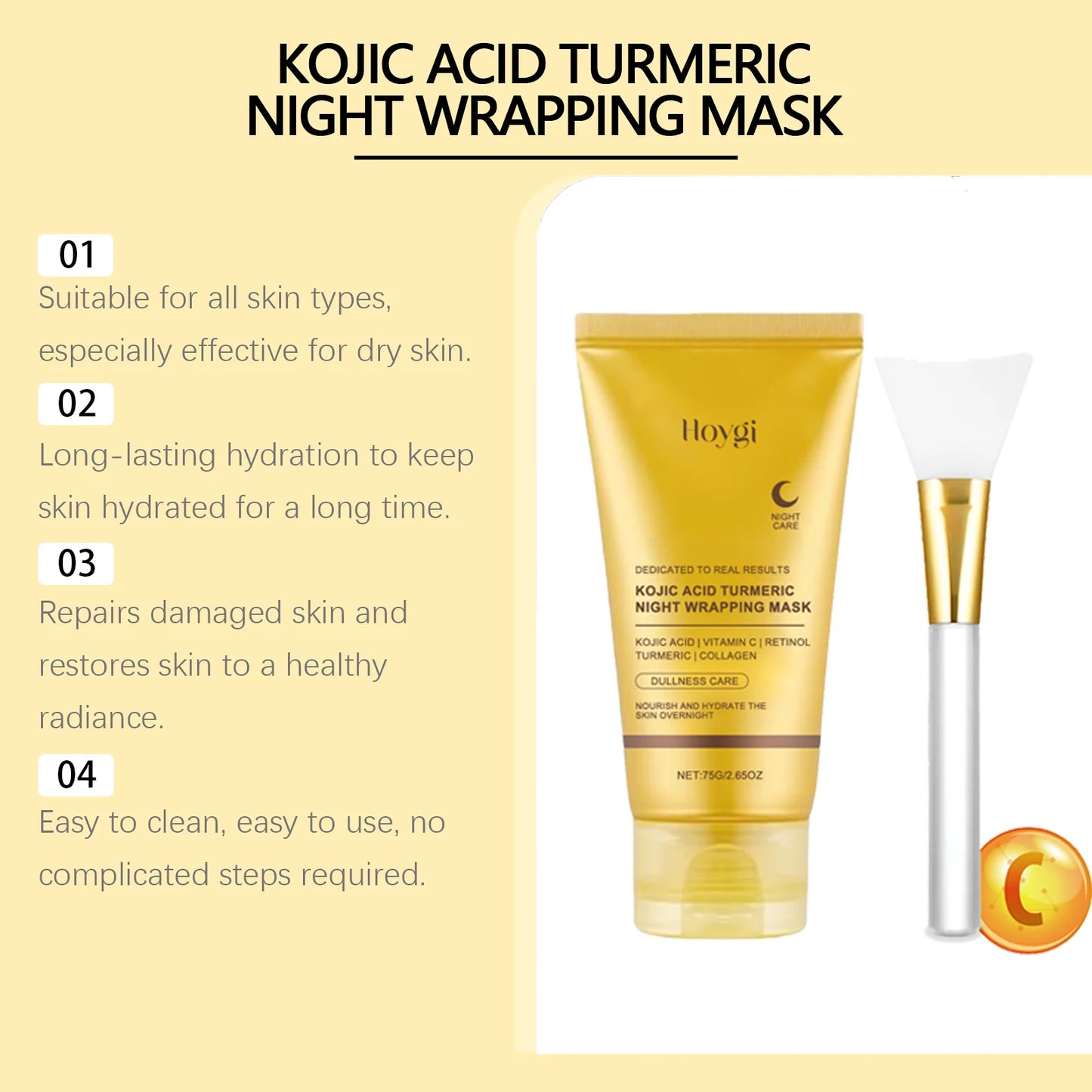 Ms.Dear Night Repair Face Mask Kojic Acid Turmeric Brightening