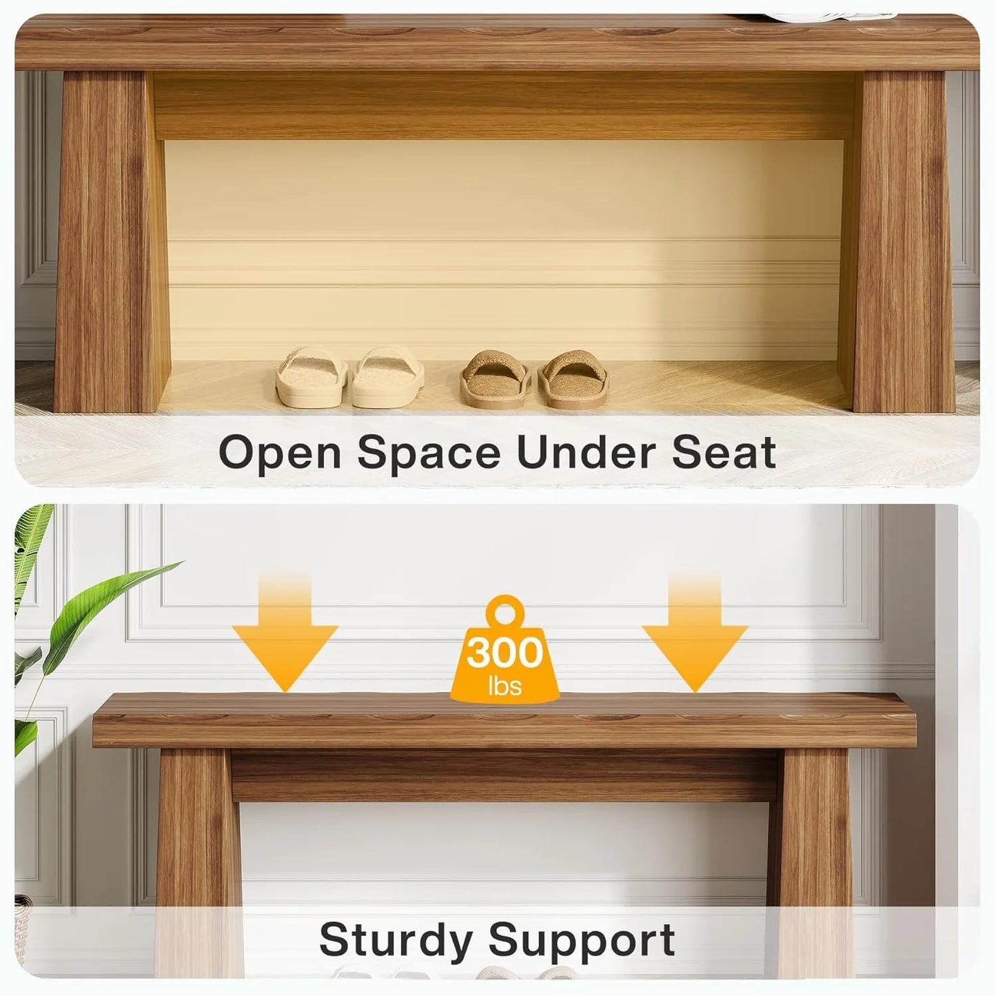 LITTLE TREE Premium EngineeredWood Entryway Bench Open Storage DurableConstruction Sturdy