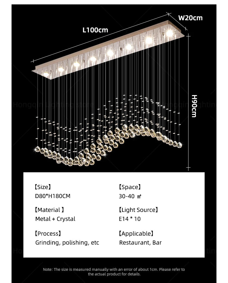 Yingxuan Crystal Pendant Ceiling Lamp For Living Room Kitchen