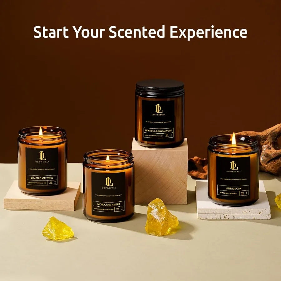Scented Candles Set Soy Candles for Home Ambiance 4 Pack 28oz Candle Gifts for Men Women Luxury Fragrances of Magnolia Sandalwo