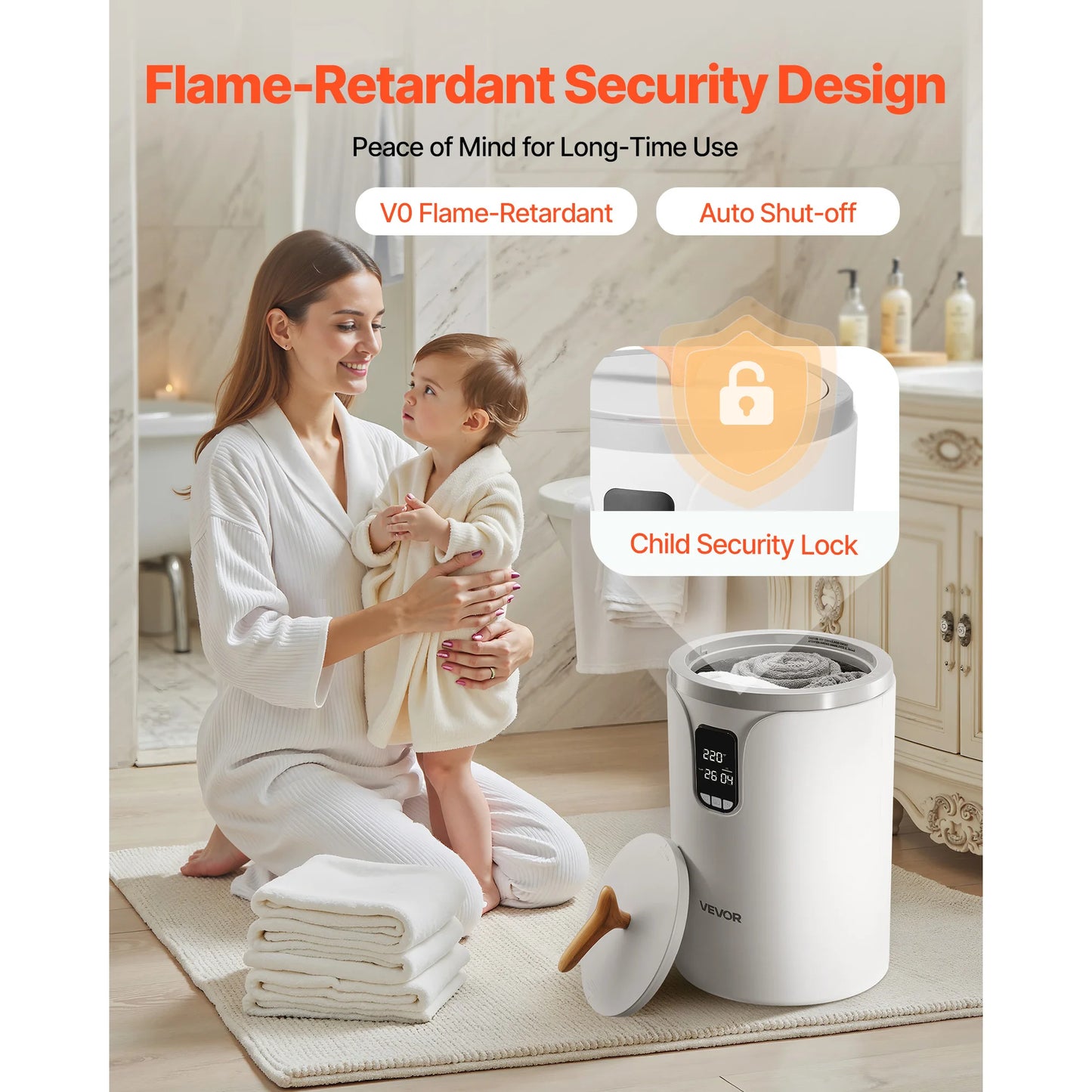 SucceBuy Towel Warmer Bucket With LED Timer Temperature Setting
