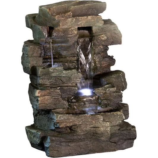 Indoor Tabletop 4 Tier Water Fountain With LED Lights