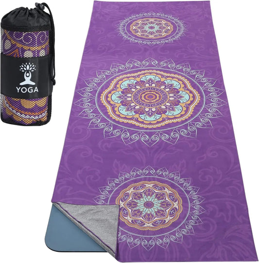 Non Slip Yoga Mat Towel With Quick Dry Corner Pocket Mandala Pattern