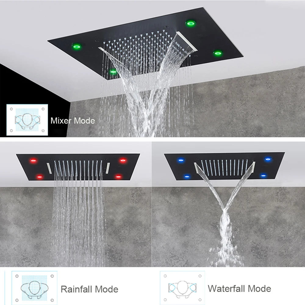 SAFLIHCAR CeilingMountedSmart Rainfall Shower Head With LED Remote Control Sensor