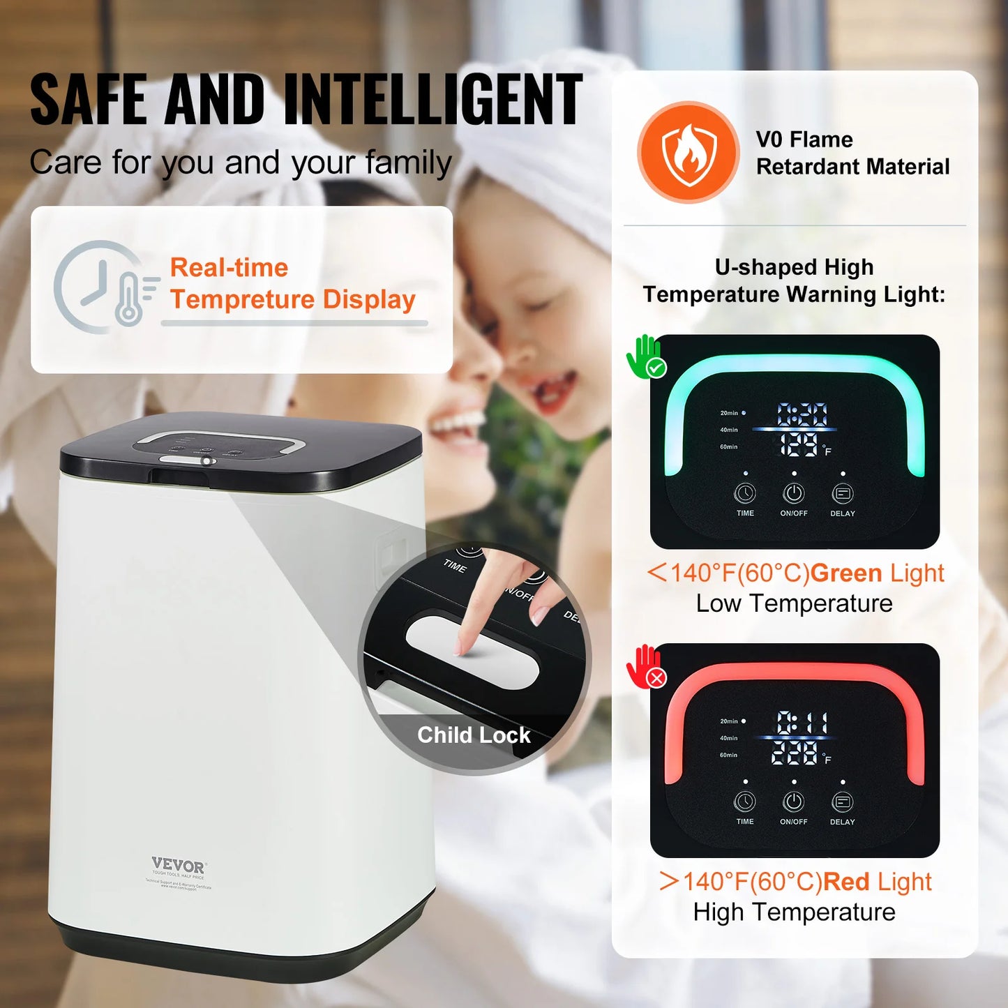 SucceBuy Towel Warmer Bucket With Auto Shut Off LED Screen