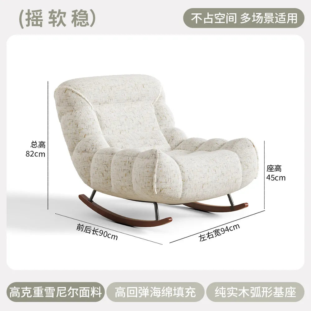 MDNG Chenille Rocking Chair High Density Foam Recliner Wood Base