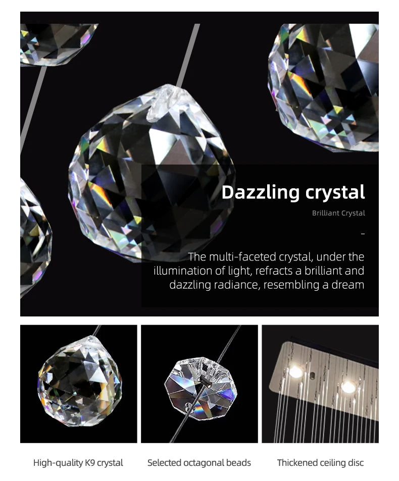 Yingxuan Crystal Pendant Ceiling Lamp For Living Room Kitchen