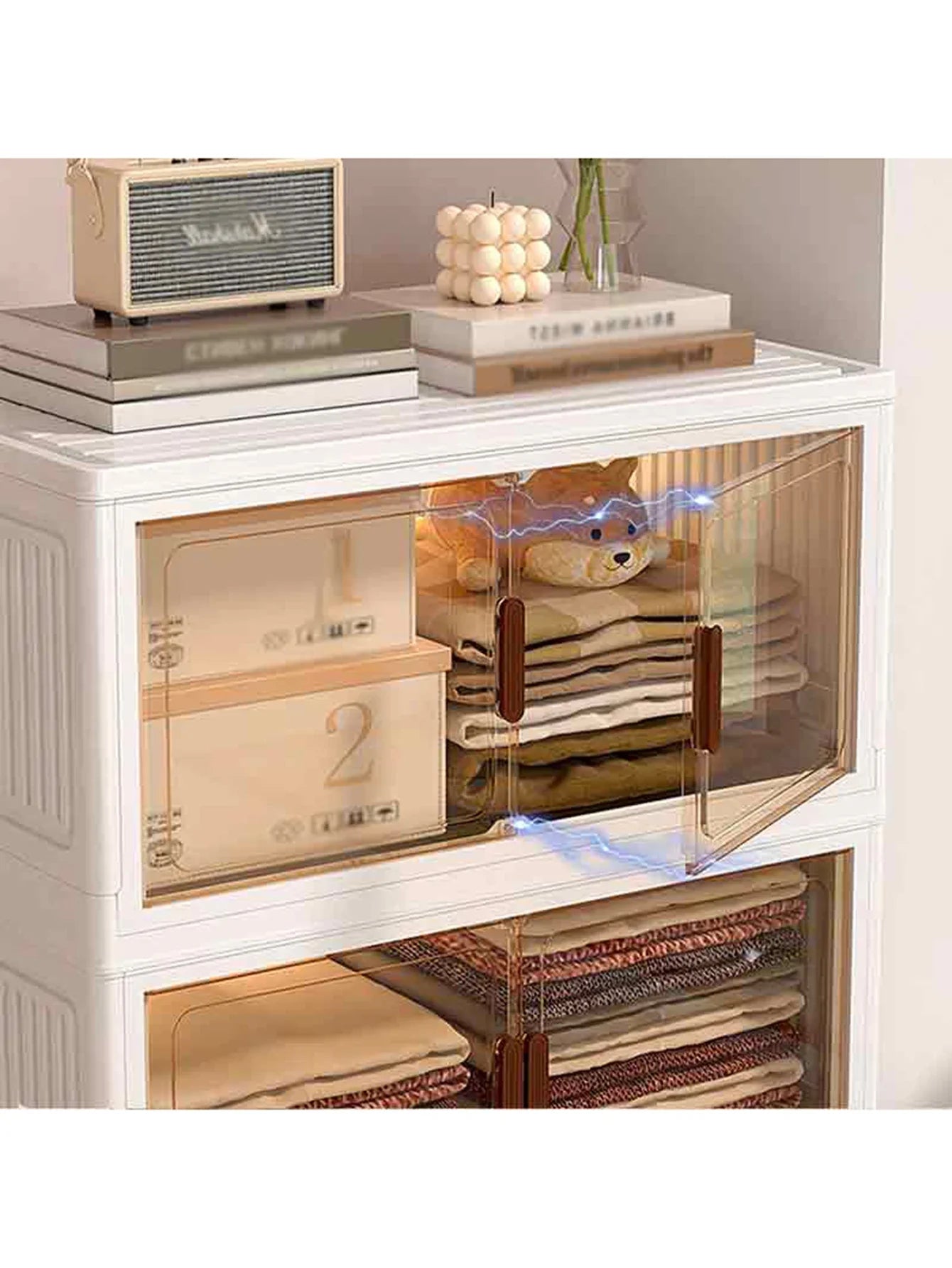 Hign-concerned 5-Layer Folding Storage Cabinet With Magnetic Doors