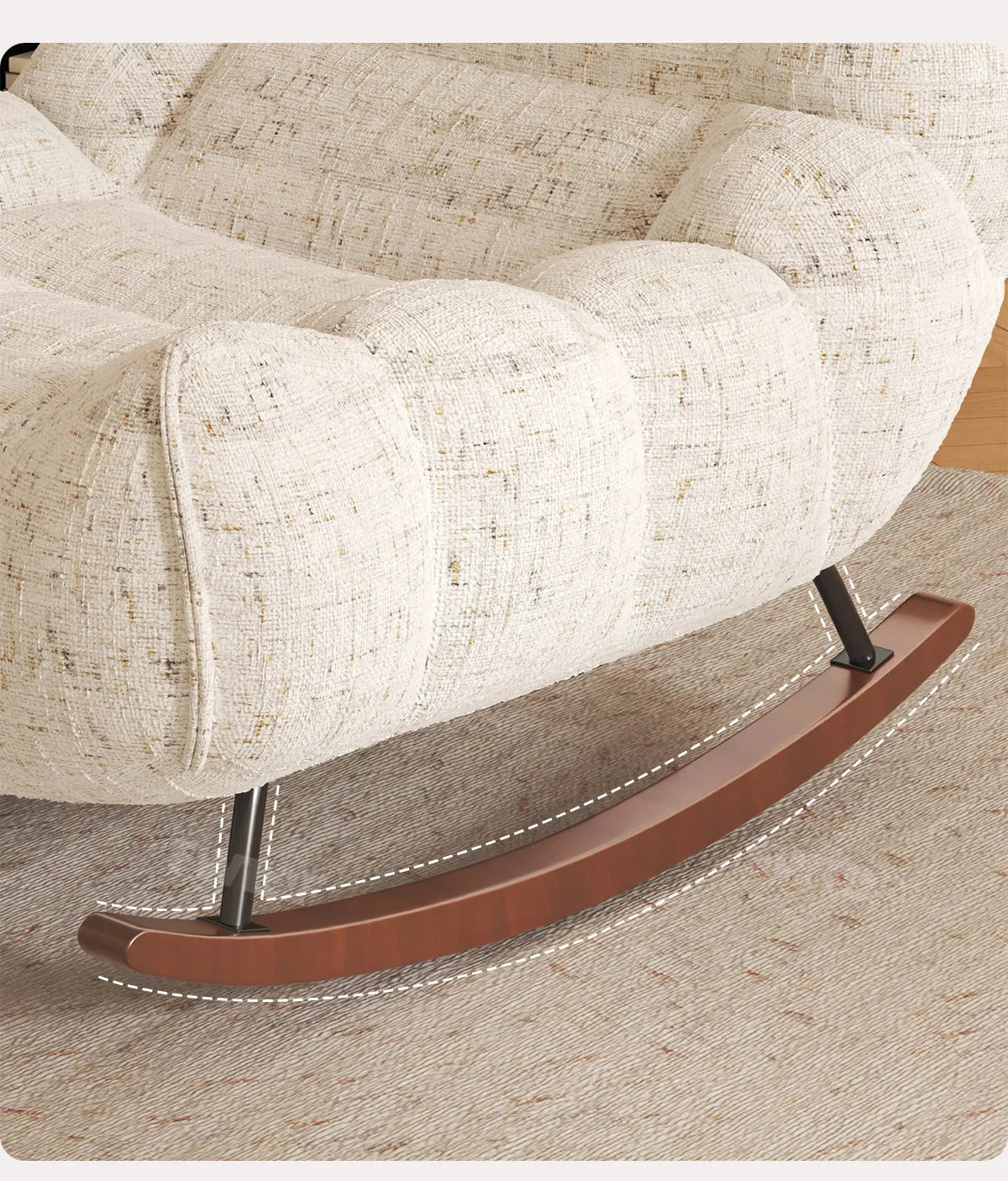 MDNG Chenille Rocking Chair High Density Foam Recliner Wood Base