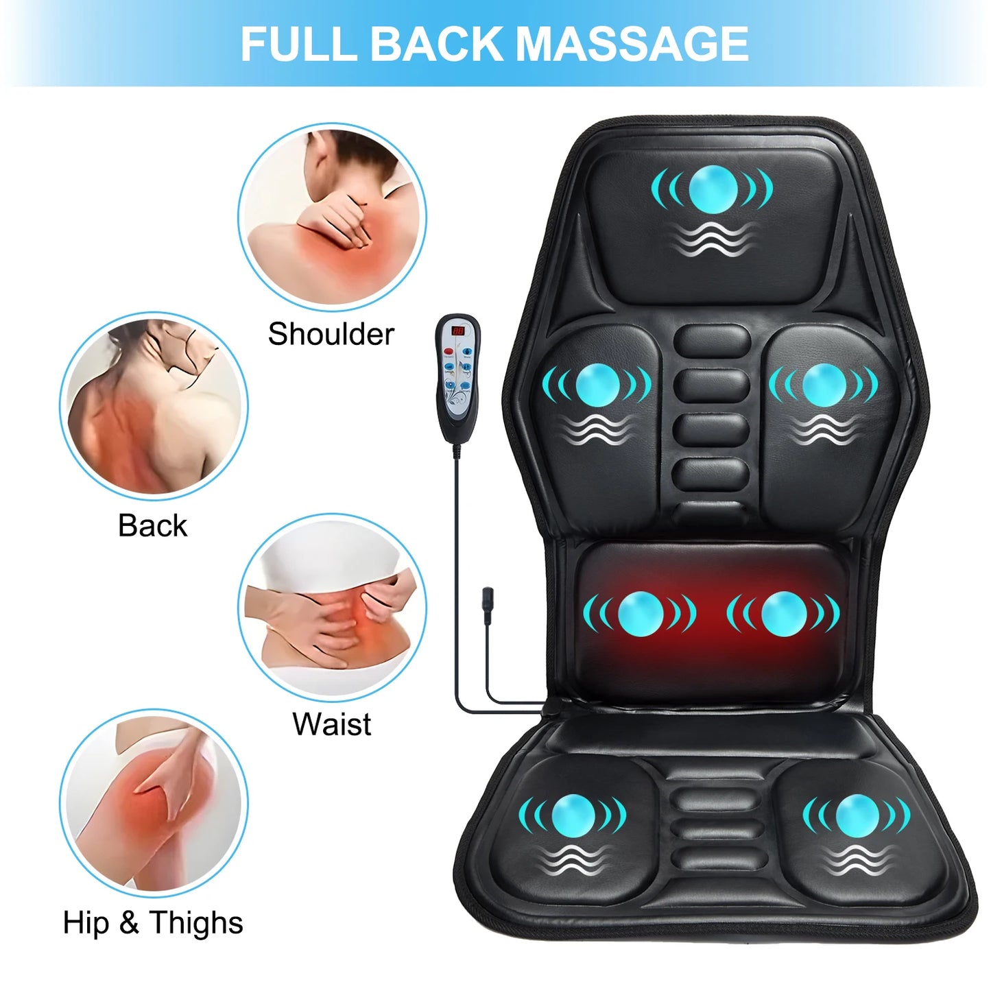 HOMEMASSA Premium Massage Chair Pad With Heat 9 Modes