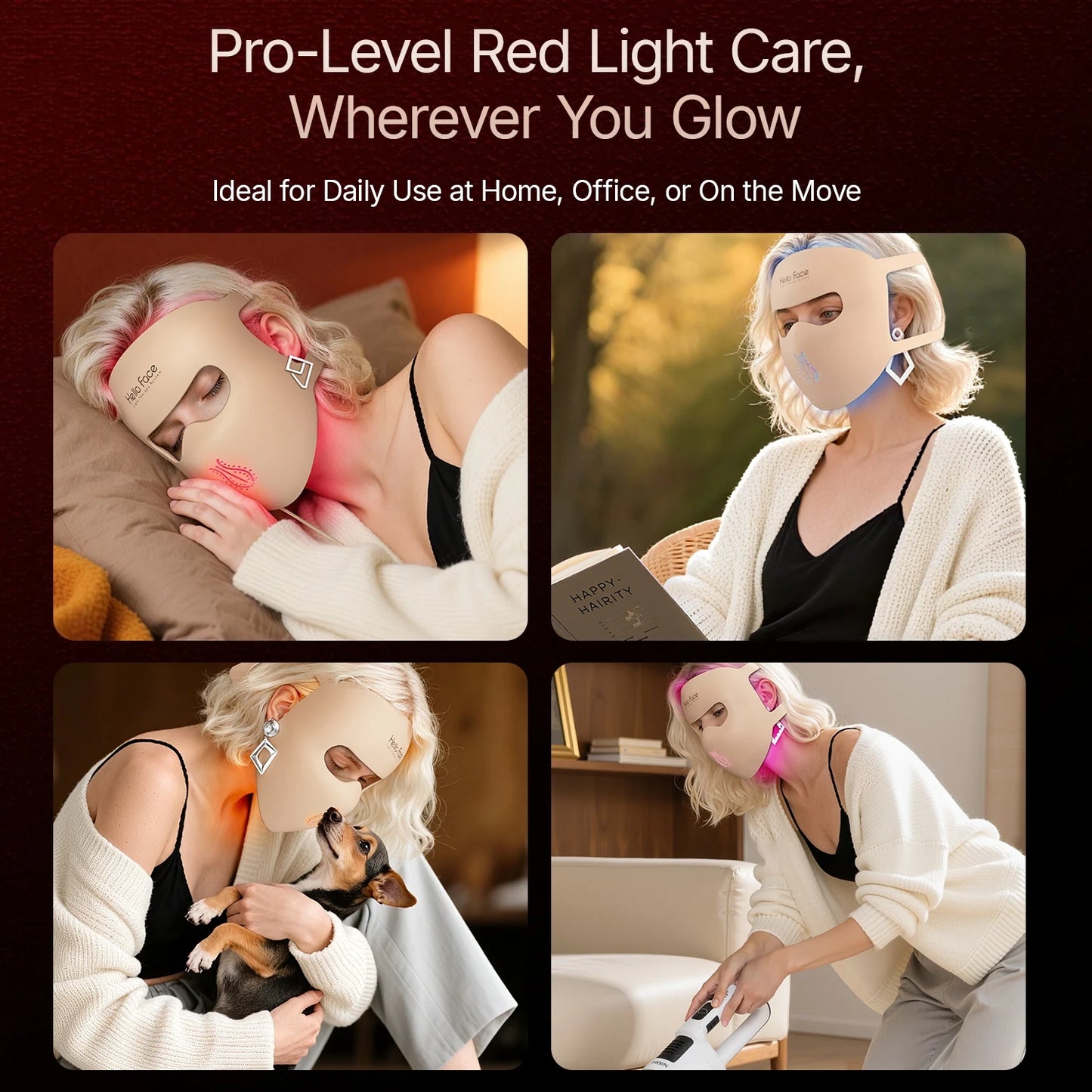 Hello Face M300 4D LED Light Therapy Mask for Neck