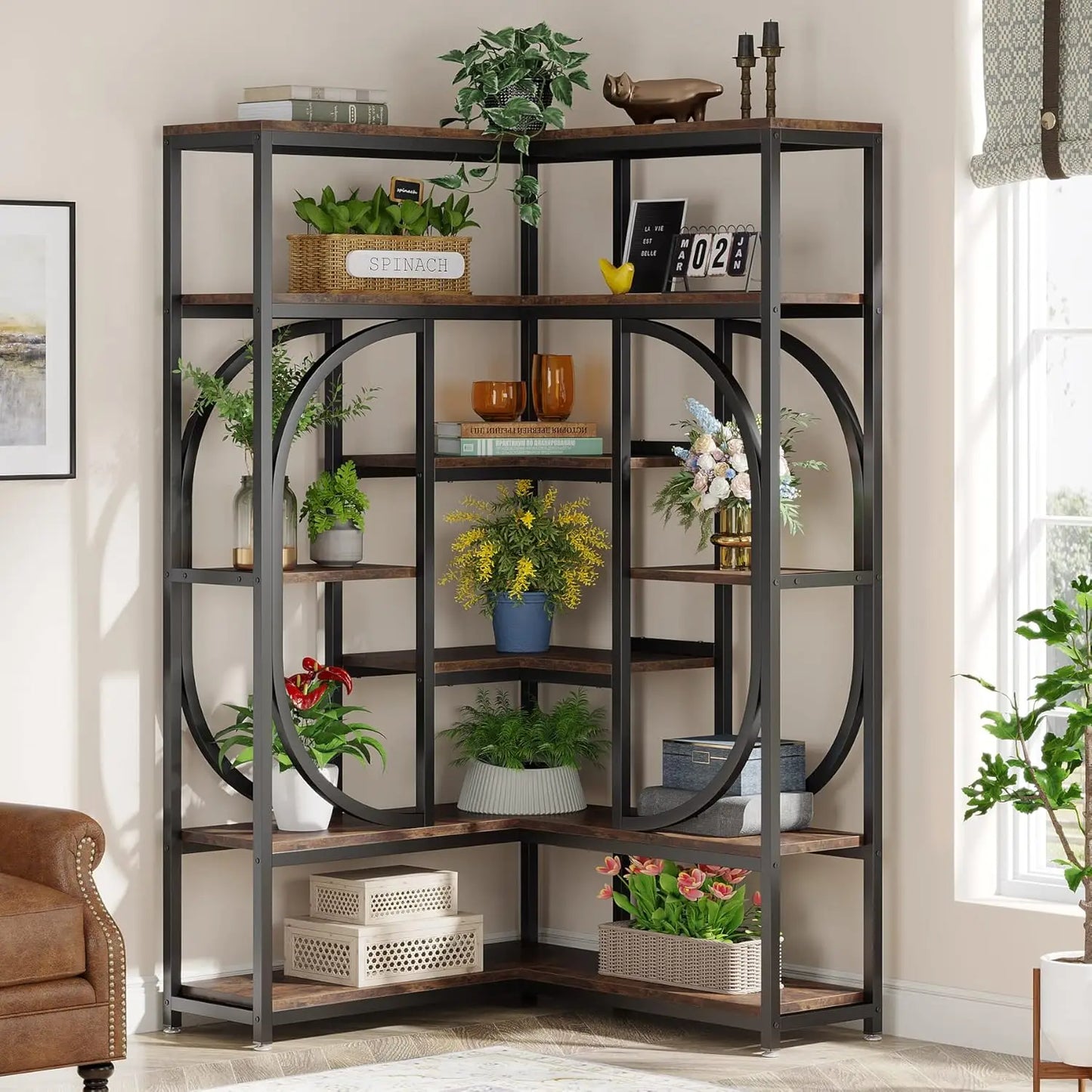 LITTLE TREE L Shaped Corner Bookshelf For Living Room Display