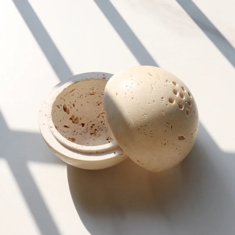 La Trouvailled Travertine Sphere Mubkhar Incense Burner