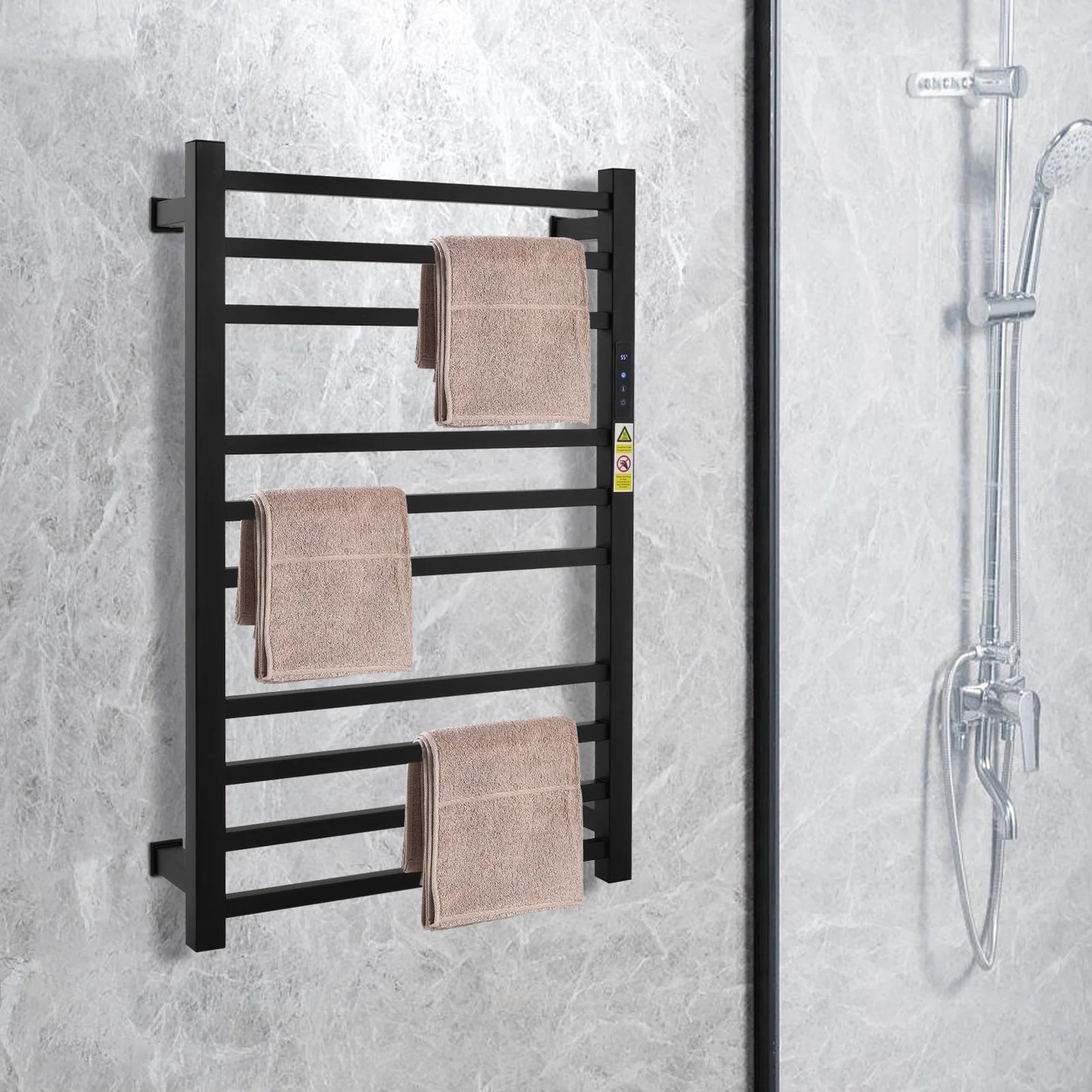 Wall-Mounted Electric Towel Rack, 10-Rod Large Space 120W Fast Heating for Bedroom Bathroom Kitchen Laundry Room Spa Sauna