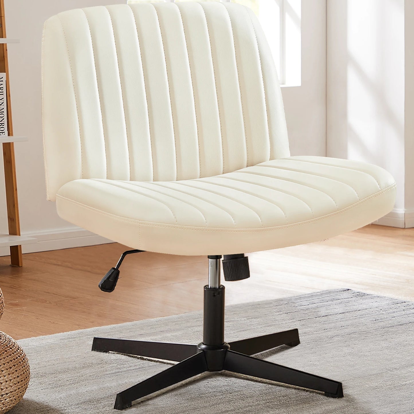 JHK Cross Legged Office Chair With Rocking Swivel Fabric