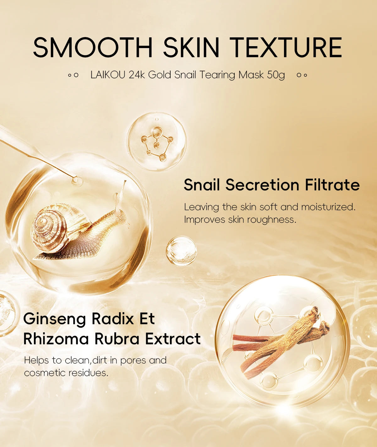 Laikou 24K Gold Snail Peel Off Mask Three Piece Set