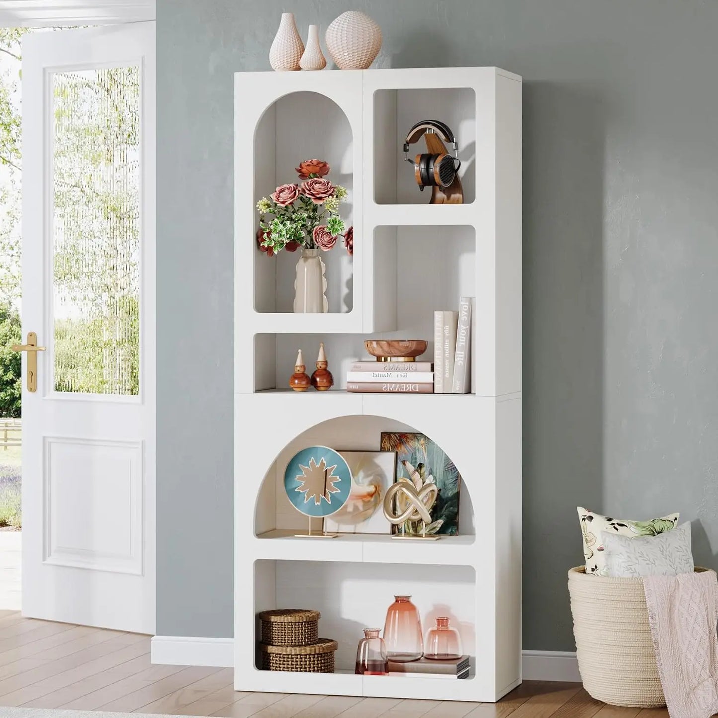 LITTLE TREE Arched Geometric Bookshelf With Irregular Shelves