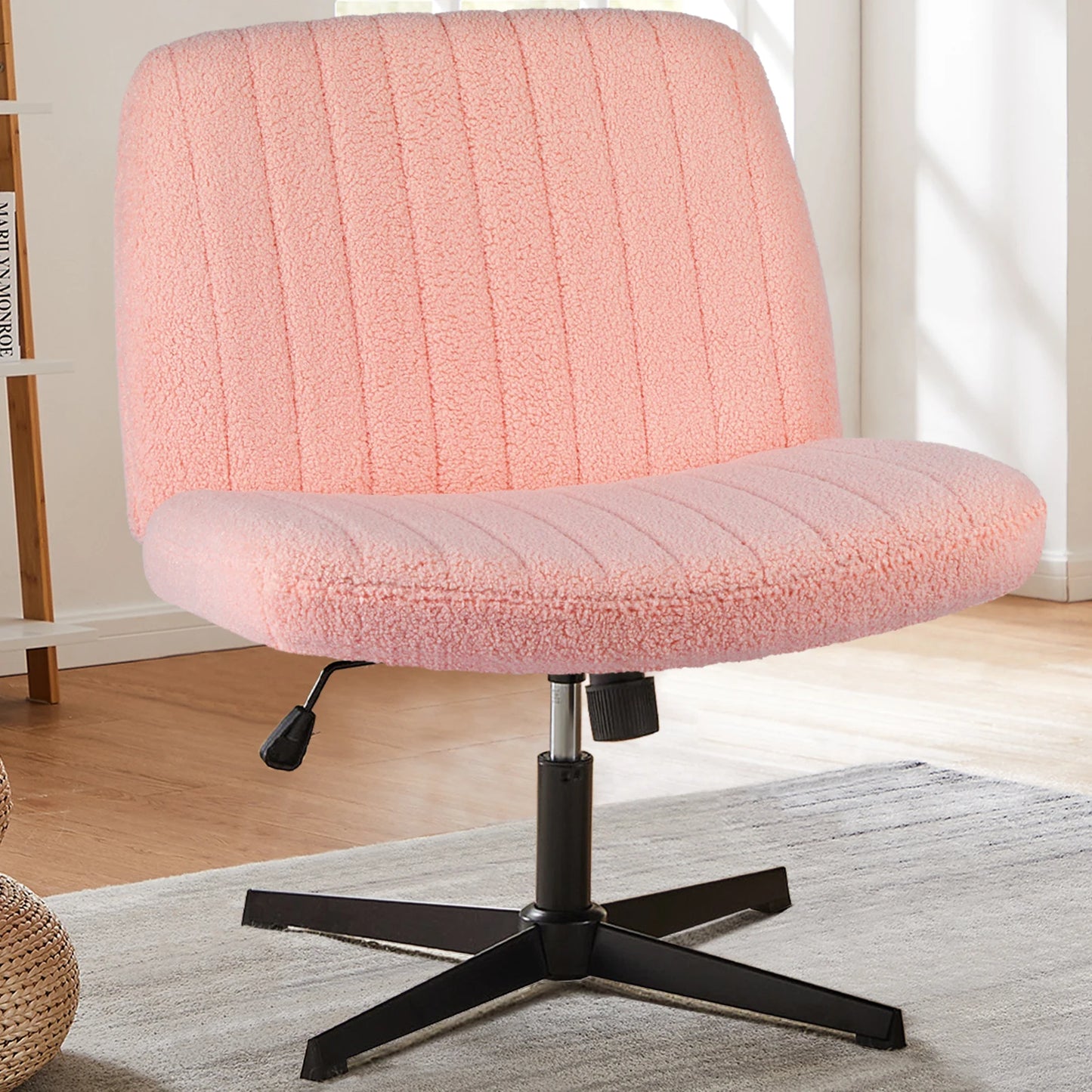 JHK Cross Legged Office Chair With Rocking Swivel Fabric