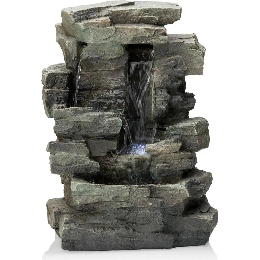 Indoor Tabletop 4 Tier Water Fountain With LED Lights