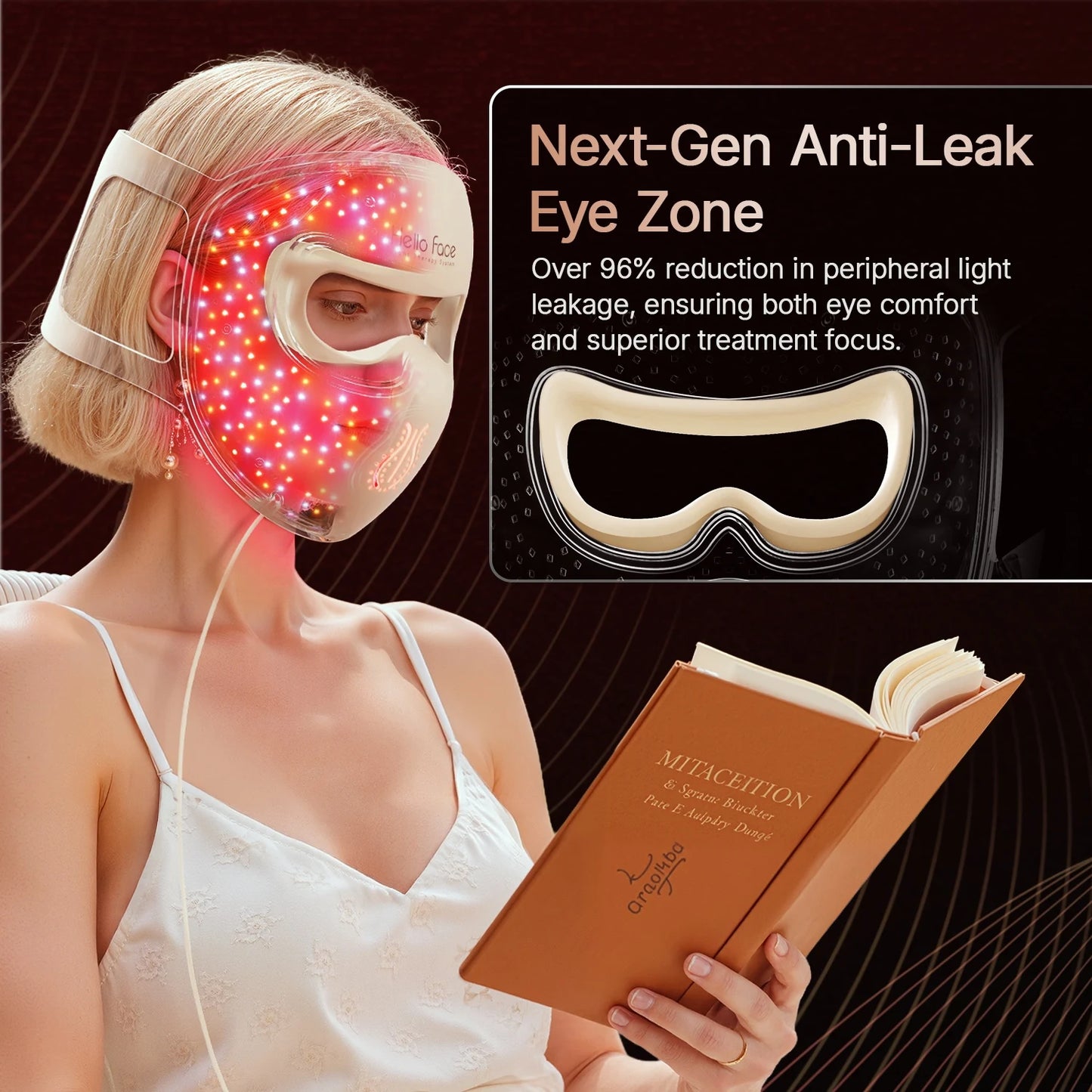 Hello Face M300 4D LED Light Therapy Mask for Neck