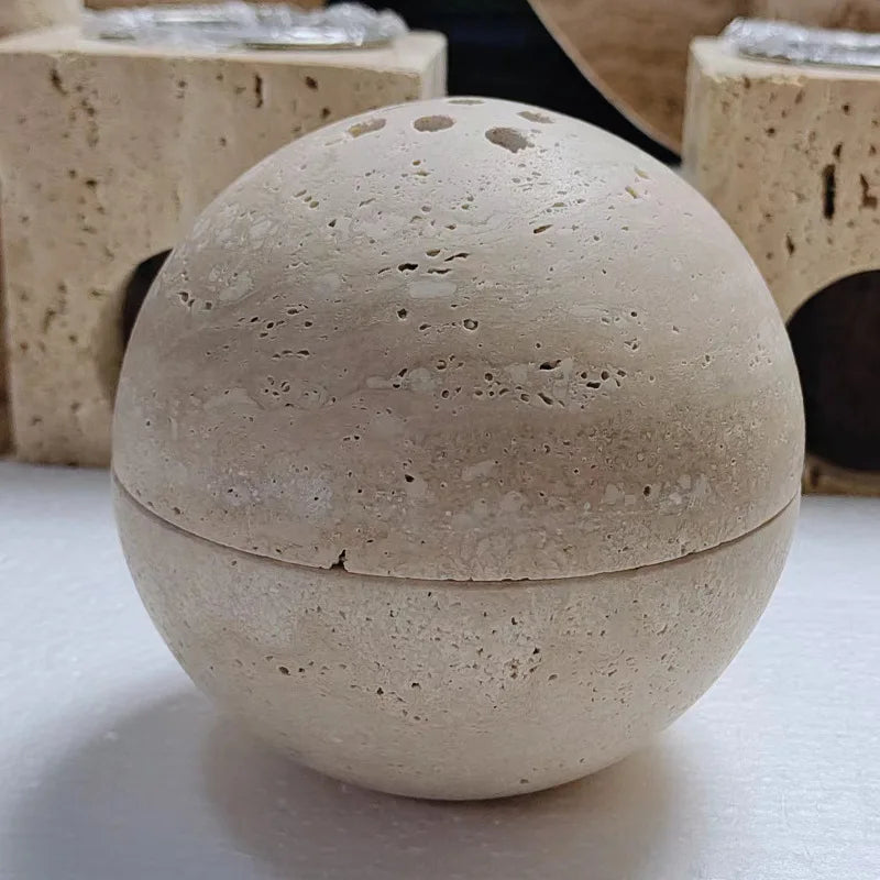 La Trouvailled Travertine Sphere Mubkhar Incense Burner