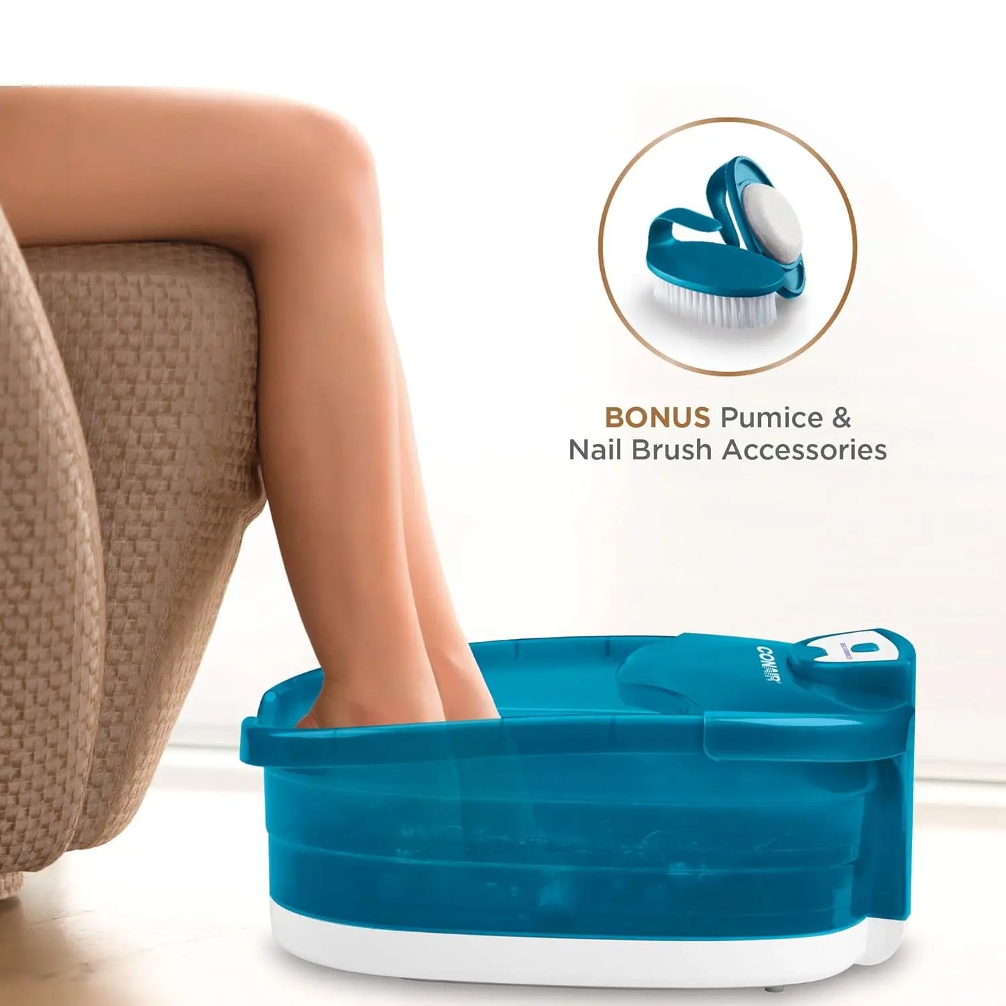 Heated Foot Spa With Massage Rollers Bubbles Pumice Stone Brush