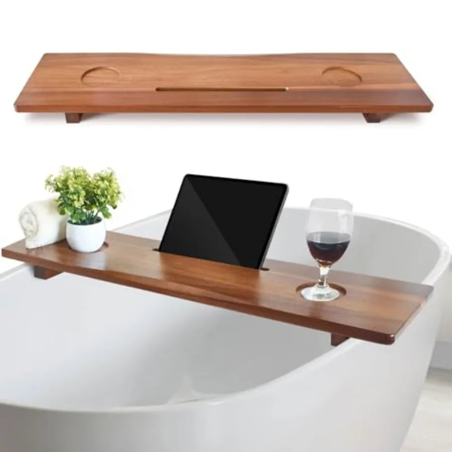 MDNG Acacia Wood Bathtub Tray Caddy With Adjustable Legs