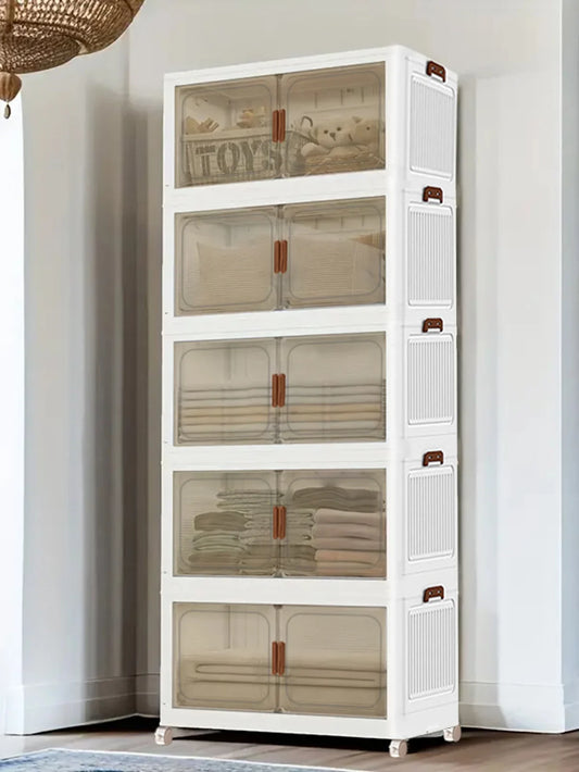 Hign-concerned 5-Layer Folding Storage Cabinet With Magnetic Doors